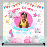 Aperturee - Custom Photo Colorful Balloons 1st Birthday Backdrop